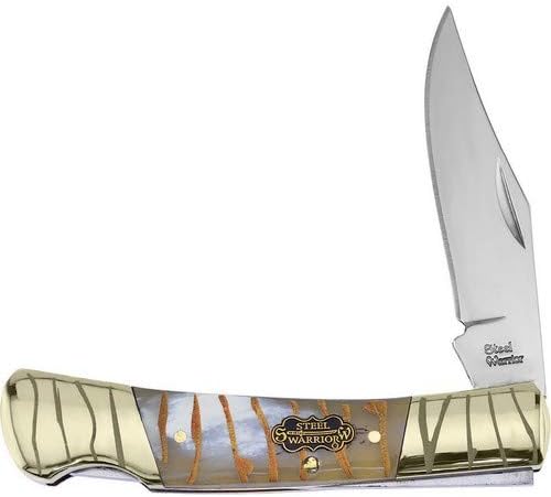 Frost Cutlery SW-100TG Barracuda Tiger Bone Lockback Pocket Folder Folding Knife