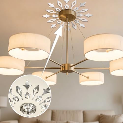 Image of INCREWAY 1 Set Silver Acrylic Self Adhesive Lamp Base, Mirror Finish Wall Mount Light Holder, Peel Stick Decorative Plate for Pendant Ceiling Fixture Decorative Lamp
