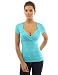 PattyBoutik Women's V Neck Pleated Empire Waist Top (Turquoise S)