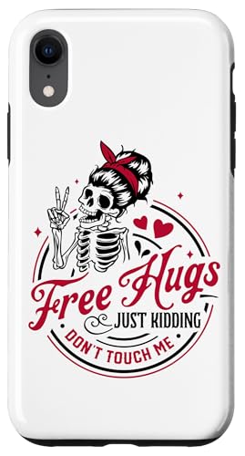 Free Hugs Don't Touch Me 楽しいユーモア スマホケース iPhone XR 用