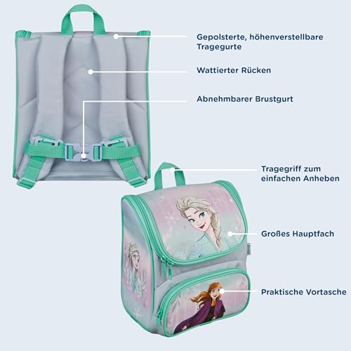Scooli - CUTIE Vorschulranzen Frozen - Hauptfach und Vortasche - gepolsterte Träger und Rücken - Ideal für Kinder ab 3 Jahren