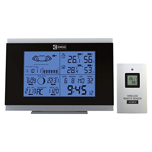 E5018 Funk Wetterstation mit Außensensor und 14 Funktionen: Thermometer, Hygrometer, Barometer, Wettervorhersage, Funkuhr, Kalender