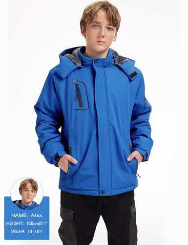 Arssm Boy's Waterproof Ski Jacket Kids Fleece Lined Warm Winter Snow Coat Thick Hooded Snowboard Jackets2