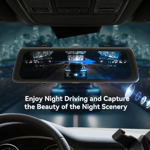 Image of DDPAI 2K View Mirror Dual Channel Dash Cam for Car Front and Rear | 10 inch Touchscreen, F1.8 Aperture, Night Vision, 260 Wide Angle, G-Sensor, WiFi, Super Capacitor, Mola E3 [ 2026 Edition]