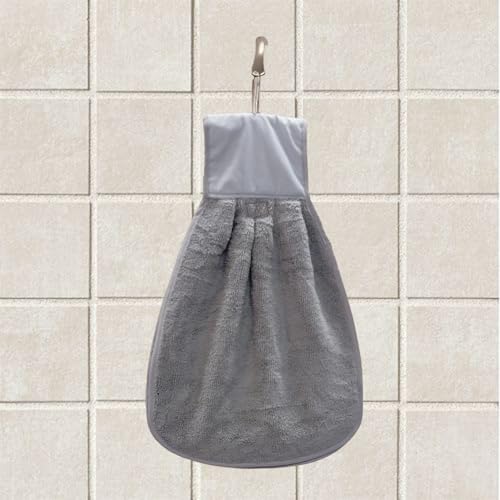 Image of Hand Towel with Loop | 600 GSM | Hanging Napkin for Wash Basin, Kitchen Sink, Bathroom| Pack of 3 in (Grey, Blue and Cream) | Assorted