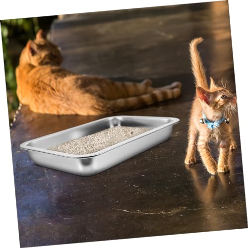 SEWOART Caixa De Aço Inoxidável Caixa De Areia Para Gatos Gatinho Banheiro Limpo Maca Para Gatinhos