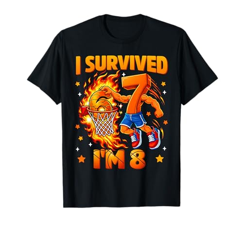 I Survived 67 Im 8 Years Old Eight Basketball Birthday Boy T-Shirt