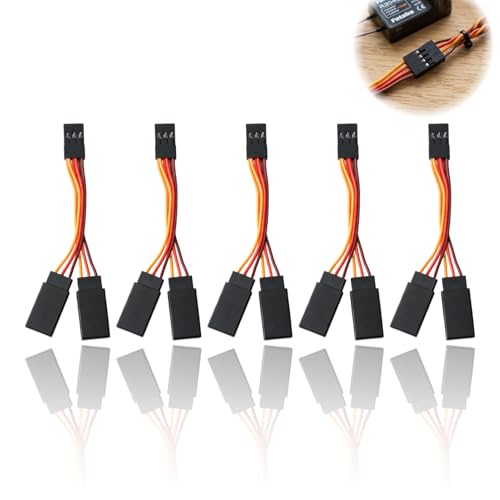 5 Stück Y-Kabelbaum Verlängerungskabel, Servo-Verlängerung und Verteilerleitung für Modellbau, zum Anschluss von zwei Servos an einen Empfänger-Ausgang, flexible Leitungen für RC-Anwendungen