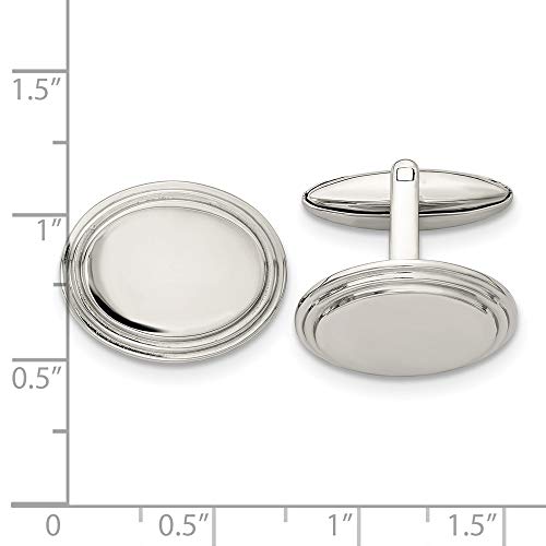 Mancuernillas para hombre de acero inoxidable sólido 15 mm x 21 mm miniatura 3