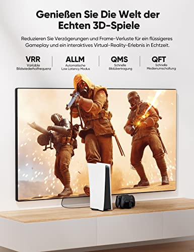 SNOWKIDS HDMI 2.1 Kabel 2M 8K, 2.1 48Gbps Highspeed 8K@60Hz HDMI Kabel 4K@120Hz 7680P, für PS5 Konsole, DTS: X, HDCP 2.2… – Bild 5