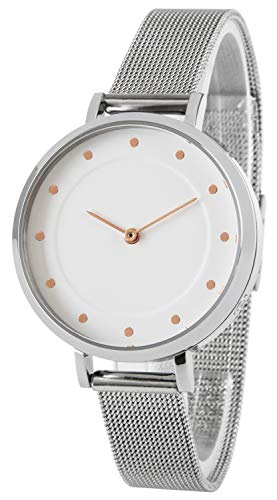 Funk-Armbanduhr Damen, mit Edelstahlgehäuse und -Armband