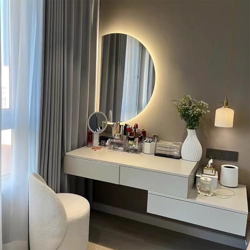 51in Half Circle Frameless Bathroom Mirror with LED Light, Tri-Color Dimmable, Smart Touch Switch, Anti-Fog, Explosion-Proof - Modern Decorative Home Accessory
