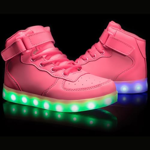 Kids Light Up Trainers Luminous Sneakers Boys Girls USB Charging Led High Top Flashing Shoes Xmas 5