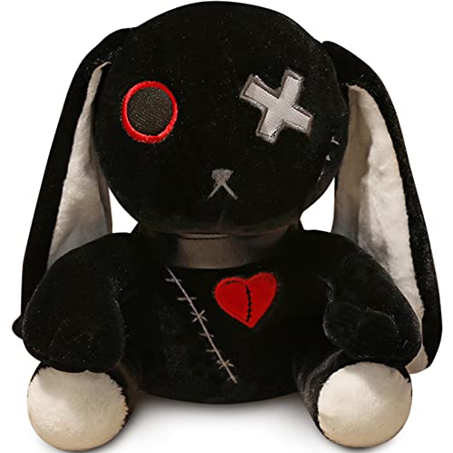 Image of Qleewei Goth Bunny Plush Rabbit Horror Plushies Easter Stuffed Animal Creepy Spooky Crazy Rabbit Plushie Toy