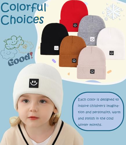 Image of Toddler Baby Beanie Hat 6 Packs, Double Layer Knit Infant Winter Hat Warm Beanies Bulk Skull Cap for Kid Boys Girls