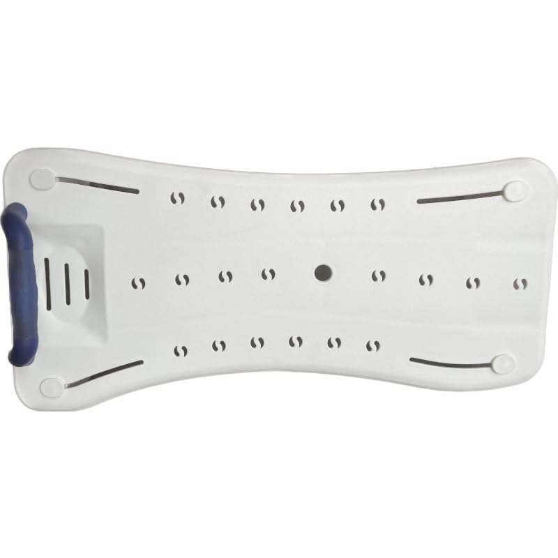 Plus SANTÉ – Planche de Bain SANTORIN avec poignée | 75×35,5 cm, Fixation réglable 43–68 cm, Surface antidérapante avec Drainage, PVC Haute résistance | 2,8 kg | 136 kg
