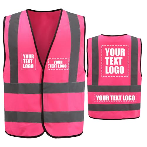 personalise Custom xl Pink High Visibility reflective Safety Vest Logo