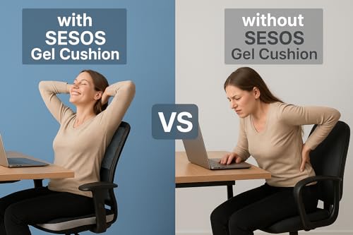 Image of Gel Seat Cushion with Silicon Gel & High-Density PU Foam - Orthopedic Pressure Relief Seat Pad for Hip, Back & Sciatica Pain | Ergonomic Chair Cushion for Office, Car & Home | Washable Cover