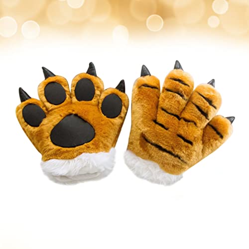 HOMSFOU 1pc Furry Paw Gloves Tiger Paw Glove Furry Paws Feet Winter Mittens Plush Paw Mittens Animal Paw Gloves Cosplay Animals Creative Animal Palm Gloves Tiger Claw Keep Warm Child3