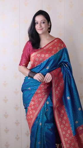 Image of SGF11 Women's Kanjivaram Pure Handloom Soft Silk Saree With Blouse Piece