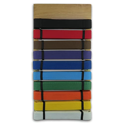 Playwell MARTIAL ARTS Foldable Wall Mounted Belt Display - Holds 10 Belts, Brown