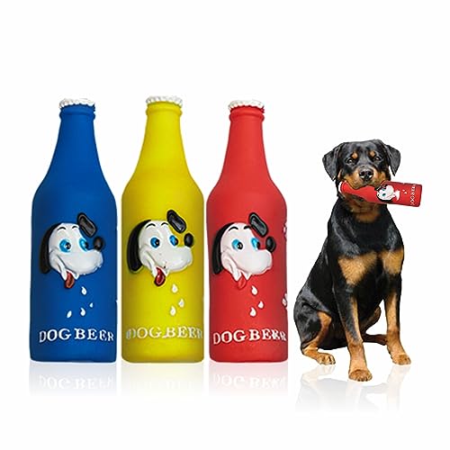 Beer Squeaky Dog Toy Soft Flexible Throwing Dog Interactive Beer Bottle Toy Perfect For Small Medium Large Dog Puppies Indoor & Outdoor Playing Training Chewing Dogs Cat Accessory Assorted Color (1pc)