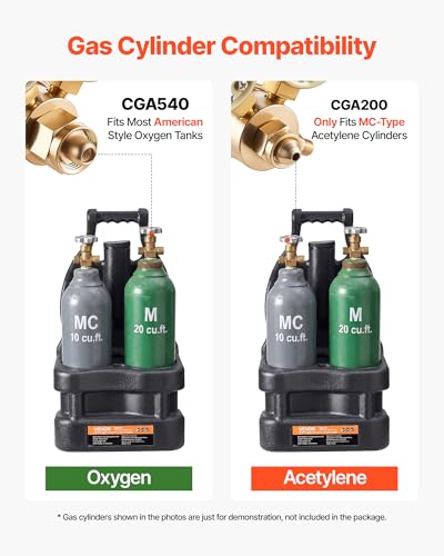 Image of VEVOR Oxygen Acetylene Torch Kit with Check Valves and 15 ft Twin Hose | for Gas Welding, Brazing and Metalworking, with 2 Welding Tips, 2 Regulators and Cylinder Holder for Portable Workshop Use