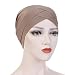 Produktbild Turbane für Frauen Dehnbare Stirn Kreuzhut Soft Head Wrap Kopfbedeckung Plissee Mütze Cap Haarausfall Bandana Hut Mütze Schlafhut