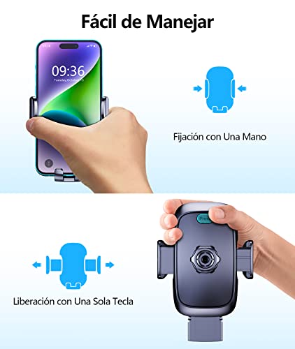 Glangeh Soporte Movil Coche [2026 Gancho Mejorado] para Ventilación de Aire, 360° Rotación Accesorios Movil Coche con Liberación de un Botón, Compatible con iPhone y Otros 4-7” - imagen 4