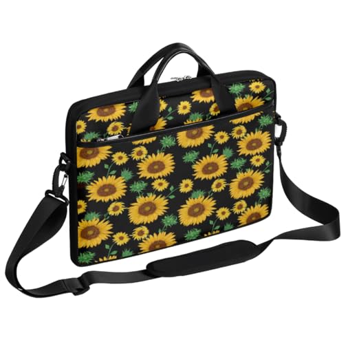 Floral Flower Sunflower Lightweight Laptop Bag Case 13-15 Inch Computer Briefcase Bag for Women Men Notebook Shoulder Bag