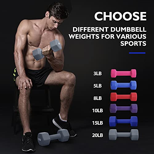 Topmade Dumbbell Set, 20Lb Single Neoprene Coated Cast Iron Dumbbells Hand Weights Set Barbell Exercise Fitness Hex Dumb Bell Free Weight Dumbbell Set For Women Men Home Gym Workout Strength Training #TOP6