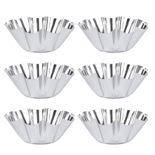 NAMOARLY 6pcs Stainless Steel Flower Tart Pans Non-stick Baking Molds for Cupcakes Muffins and Egg Tarts Design for Easy Release and Cleanup