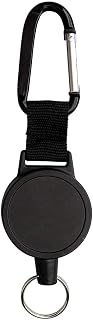 nuosen Heavy-duty Retractable Key Chain, Black Key Reel Recoil Pull Badge Reel with 27 Inches Steel Wire Rope