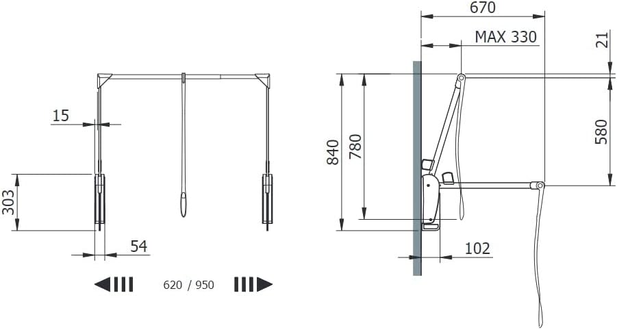 Vista 2 de Servetto ClosetPro - Diseño central para montaje en pared con cierre suave, tubo de acero expandible con carcasa de plástico negro, clasificación