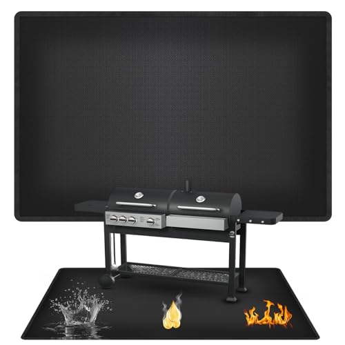 Tapis Barbecue Sol Exterieur, 150x100 cm Tapis de Barbecue, Tapis BBQ Exterieur, Imperméable, Résistant à l'huile, Double Face Ignifuge, pour Barbecues,...