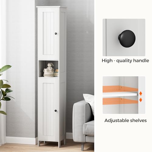 Homleke Tall Bathroom Storage Cabinet with 2 Doors, 67\"H Narrow Storage Cabinet with Adjustable Shelves& Anti-Tip Design, Reversible Door Installation, Easy Assembly, 11.8 x 11.8 x 66.9 Inches, White - Thumbnail 7