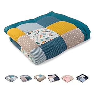 ULLENBOOM® Krabbeldecke für Baby 120×120 cm, Aus 100% OEKO-TEX Materialien, Made in EU, Dick & weich gepolstert, Dschungel – ideal als Babydecke & Spieldecke Baby