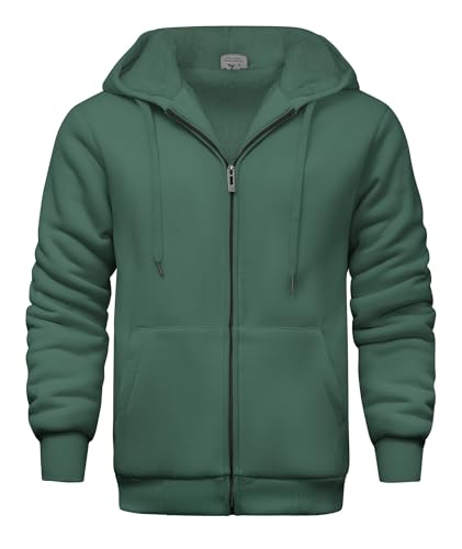 Image of SWISSWELL Men Zip Up Hoodies Sherpa Lined Jacket Heavyweight Fleece Sweatshirt Winter Warm Hooded Coat