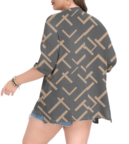 Image of Lastshe Womens Plus Size Cardigan Short Sleeve Lightweight Loose Cover Ups Open Front Sweaters Summer Cardigan