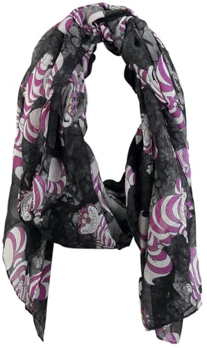 Bild: Alice im Wunderland Grinsekatze Frauen Schal schwarz/lila fr 16,99 EUR (-17%) statt 17,99 EUR bei amazon.de