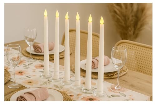 Image of SPHINX Flameless LED Taper Candles for Home Decoration,Table Centerpiece,Dinner,Diwali,Wedding,Church,Festival,Party Decor,Steady Flame Look,Battery Not Included,11 Inch Height (Off-White-4 Pieces)