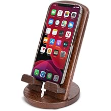 TESLYAR Wood Cell Phone Stand Elegant Phone Holder for Nightstand & Desk | Portable Office Gift for Men, Dad & Husband | Compatible with iPhone & Android