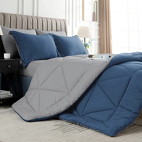 Bedelite Twin Xl Comforter Set 5 Pieces Bed In A Bag - Soft Microfiber Reversible Twin Extra Long Navy Bed Set With Comforters, Sheets, Pillowcase & Sham, Cozy Luxury Bedding Sets For All Season #TOP2