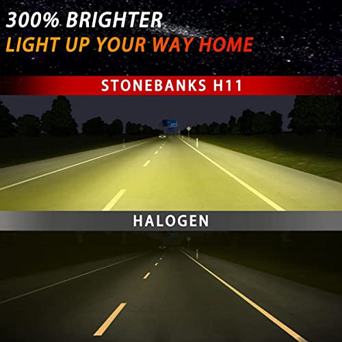 H11 Led Fog Light Bulbs 3000K, H8 H9 Yellow 360 Degree Full Angle Illumination With Projector Lens, Mini Size Halogen Lamps Replacement With Fan, Canbus Error Free, Plug & Play, 2 Pack #TOP2