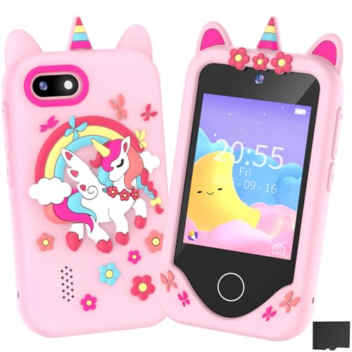 Kids Smart Phone for Girls Gifts - Toddler Christmas Birthday Gift for Age 3 4 5 6 Year Old, Kids Cell Phone Toy with 2.8” Touchscreen, Dual Cameras, Learning, Play Games, Video Player with 32 GB Card