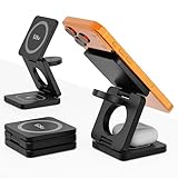 Ya en manzanajugosa.com: Cargador Inalámbrico mag Safe 3 en 1 de 25W, estación de Carga magnética para iPhone 12–17, Apple Watch y AirPods, Cargador inalámbrico Qi con USB-C, Soporte Plegable para mesita y Escritorio,Negro