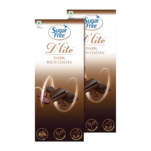 Image of Sugar Free D'lite Rich Cocoa Dark Chocolate Bar, 80 Grams (Pack Of 2)