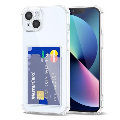 Svanove for iPhone 13 Case Wallet Clear Card Holder Case with Credit Card Slot Thin Slim Transparent Silicone Grip Soft Rubber Protective Shockproof Airbag Bumper for Women Clear