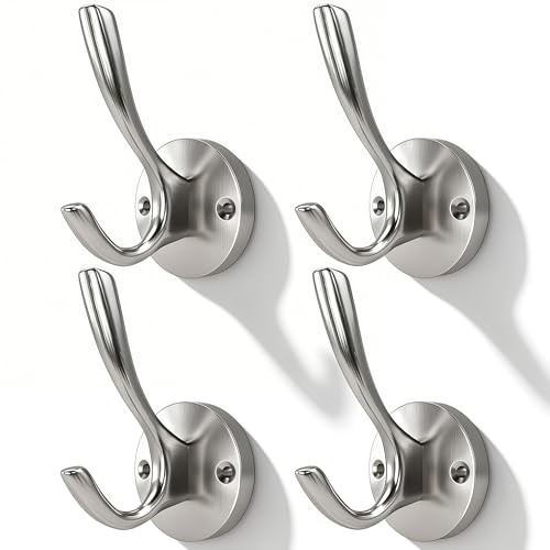 Best Towel Hooks for Bathroom: Stylish and Functional 8 ZUONAI Coat Hooks for Hanging Coat Hooks for Wall Mounted Brass Wall Hooks Heavy Duty Brushed Robe Closet Hooks for Hanging Coats Entryway Metal Towel Hooks for Bathrooms (1, Silver)