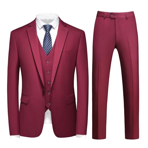 Costume Homme 3 pièces bordeaux confortable et ajusté pour morphologies 4TG